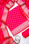 Rani Banarasi Silk Unstitched Salwar Suit With Silk Dupatta