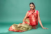 Pista Cotton Zari Border Saree With Unstitched Blouse