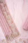 Pink Organza Unstitched Salwar Suit With Organza Dupatta