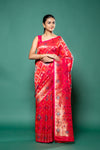 Rani Banarasi Silk Digital Printed Saree With Unstitched Blouse