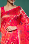 Rani Banarasi Silk Digital Printed Saree With Unstitched Blouse