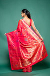 Rani Banarasi Silk Digital Printed Saree With Unstitched Blouse