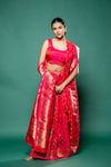 Rani Banarasi Silk Digital Printed Saree With Unstitched Blouse