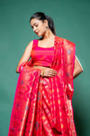 Rani Banarasi Silk Digital Printed Saree With Unstitched Blouse