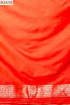 Red Dola Silk printed Saree With Unstitched Blouse