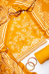 Mustard Pashmina Unstitched Salwar Suit With Pashmina Dupatta