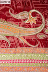 Maroon Pashmina Unstitched Salwar Suit With Pashmina Dupatta