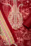 Maroon Pashmina Unstitched Salwar Suit With Pashmina Dupatta