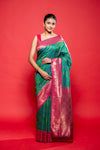 Rama Rani Banarasi Silk Digital Printed  Saree With Unstitched Blouse