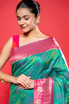 Rama Rani Banarasi Silk Digital Printed  Saree With Unstitched Blouse