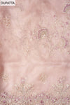 Peach Organza Unstitched Salwar Suit With Organza Dupatta