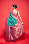 Rama Rani Banarasi Silk Digital Printed  Saree With Unstitched Blouse