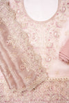 Peach Organza Unstitched Salwar Suit With Organza Dupatta