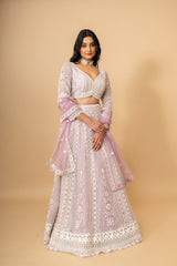 Pink Net Lehenga Set With Readymade Blouse (Ft:-Mansi Srivastava)