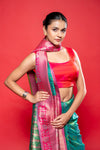 Rama Rani Banarasi Silk Digital Printed  Saree With Unstitched Blouse