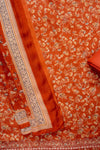Rust Pashmina Unstitched Salwar Suit With Cotton Dupatta