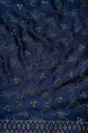 Navy Blue Organza Unstitched Salwar Suit With Organza Dupatta