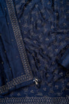 Navy Blue Organza Unstitched Salwar Suit With Organza Dupatta