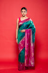 Rama Magenta Banarasi Silk Digital Printed Saree With Unstitched Blouse