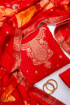 Red Dola Unstitched Salwar Suit With Dola Dupatta