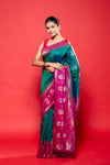 Rama Magenta Banarasi Silk Digital Printed Saree With Unstitched Blouse