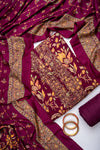 Garnet Pashmina Unstitched Salwar Suit With Cotton Dupatta