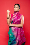 Rama Magenta Banarasi Silk Digital Printed Saree With Unstitched Blouse