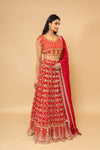 Maroon Georgette Lehenga Set With Organza Dupatta