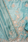 Mint Green Organza Unstitched Salwar Suit With Organza Dupatta