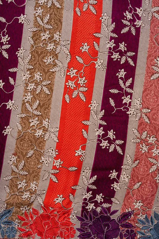 Garnet Pashmina Unstitched Salwar Suit With Pashmina Dupatta