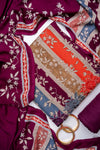 Garnet Pashmina Unstitched Salwar Suit With Pashmina Dupatta