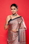 Chikoo Black Satin Digital Printed Saree With Unstitched Blouse