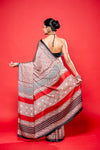 Chikoo Black Satin Digital Printed Saree With Unstitched Blouse