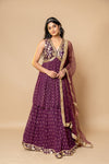 Garnet Georgette Lehenga Set With Net Dupatta