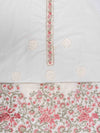 Off White Gajari Cotton Unstitched Salwar Suit With Cotton Dupatta
