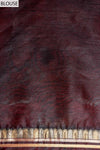 Maroon Black Cotton Silk Saree With Unstitched Blouse