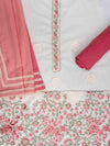Off White Gajari Cotton Unstitched Salwar Suit With Cotton Dupatta