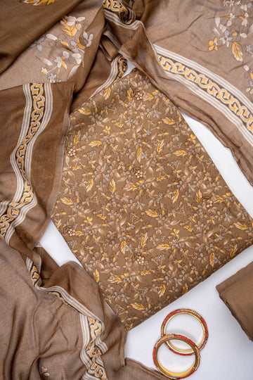 Tussar Pashmina Unstitched Salwar Suit With Cotton Dupatta