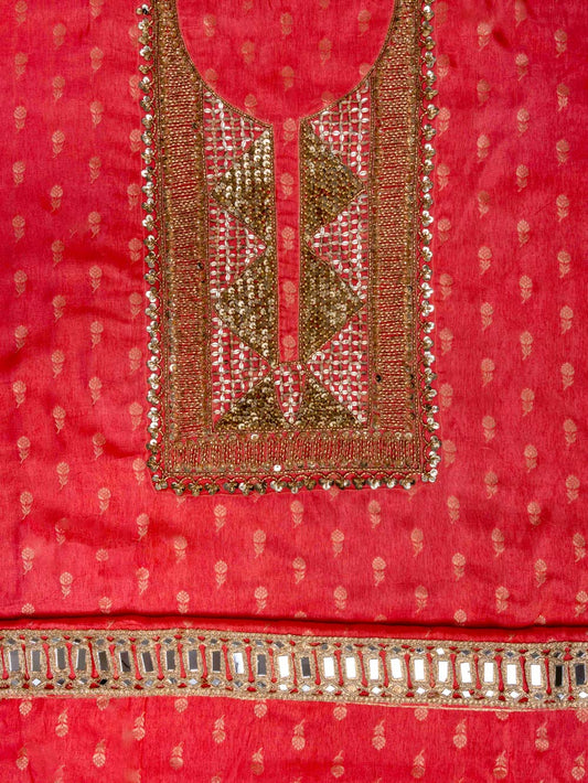 Coral Dola Unstitched Salwar Suit With Dola Dupatta