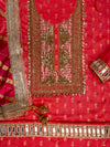Coral Dola Unstitched Salwar Suit With Dola Dupatta