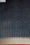 Midnight Blue Dola Silk Saree With Unstitched Blouse