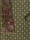 Mehendi Crepe Unstitched Salwar Suit With Crepe Dupatta