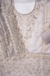 Grey Organza Unstitched Salwar Suit With Organza Dupatta
