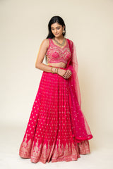 Rani Chinon Lehenga Set With Net Dupatta