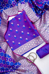 Purple Banarasi Silk Unstitched Salwar Suit With Silk Dupatta