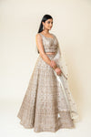 White Net Lehenga Set With Readymade Blouse