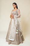 White Net Lehenga Set With Readymade Blouse