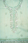 Tea Green Organza Unstitched Salwar Suit With Organza Dupatta