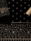 Tussar Black Cotton Unstitched Salwar Suit With Cotton Dupatta