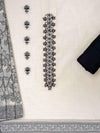 White And Black Cotton Unstitched Salwar Suit With Cotton Dupatta